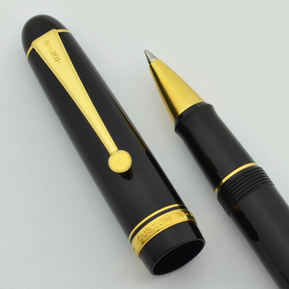 Pilot Namiki Custom 74 Rollerball Pen - Black, Gold Trim (Near